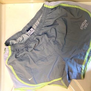 Nike Dri Fit Shorts Large Grey and white lined in a bright green/yellow color